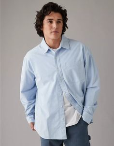 AE Everyday Oxford Button-Up Shirt Fall Relaxed Fit Button-up Dress Shirt, Casual Everyday Collared Dress Shirt, Casual Cotton Button-up Dress Shirt, Casual Long Sleeve Dress Shirt For Everyday, Everyday Dress Shirt With Relaxed Fit And Long Sleeves, Casual Dress Shirt With Relaxed Fit For Everyday, Relaxed Fit Long Sleeve Dress Shirt For Everyday, Casual Relaxed Fit Dress Shirt For Everyday, Everyday Relaxed Fit Long Sleeve Dress Shirt