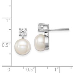 925 Sterling Silver 8mm White Freshwater Cultured Pearl Cubic Zirconia Cz Post Stud Earrings Ball Button Fine Jewelry Gifts For Women For Her Stud Earrings IceCarats.com Designer Jewelry Gift USA Leverback Earrings, Pearl Types, Freshwater Cultured Pearls, White Earrings, Fine Jewelry Gift, Selling Jewelry, Fine Jewellery Earrings, Cultured Pearls, Online Jewelry