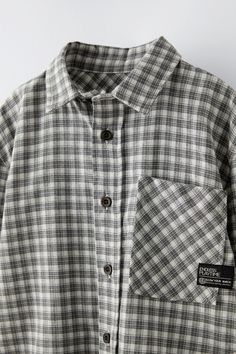 PLAID POCKET SHIRT - Dark anthracite | ZARA United States Zara Collared Shirt With Pockets, Zara Long Sleeve Shirt For Work, Zara Cotton Collared Shirt, Zara Collared Cotton Shirt, Zara Cotton Shirt, Plaid Button-up Shirt With Welt Pockets, Classic Long Sleeve Shirt With Patch Pockets, Plaid Tops With Pockets And Casual Collar, Plaid Top With Pockets And Casual Collar