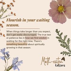 a card with flowers on it that says, flourish in your eating season