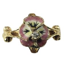 14 Karat Yellow Gold And Diamond Enamel Floral Ring Size 5.75- This Stunning Ring Features A Lovely Orchid Accented With Pink Enamel And One Round Brilliant Cut Diamond. Set In Classic 14k Yellow Gold. Width: 12 Mm. Shank: 1.5 Mm. Approximate Total Diamond Weight: .03 Ct. Diamond Clarity: I2 Diamond Color: I Ring Size: 5.75 Stamped: 14k Weight: 3.6 Gr./ 2.3 Dwt. Very Good Condition, Professionally Polished. Will Come Packaged In A Gift Box Or Pouch (When Possible) And Will Be Shipped U.S. Priori Formal Pink Flower-shaped Rings, Fine Jewelry Pink Enamel Ring, Fine Pink Enamel Rings, Pink Enamel Ring For Anniversary, Fine Jewelry Style, Pink Enamel Ring Fine Jewelry For Anniversary, Pink Enamel Ring For Anniversary, Elegant Pink Enamel Ring, Pink Formal Enamel Ring, Pink Enamel Ring Fine Jewelry