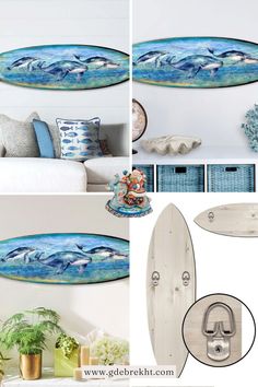 there is a surfboard and other items in the room