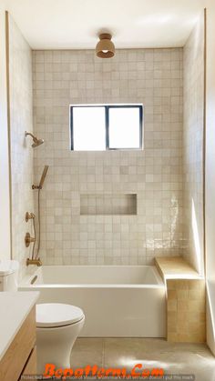 Stylish Home Decoration Modern Bathroom Decoration Ideas Aesthetic Free Beginners Bathroom With Tub, Narrow Bathroom, Bathroom Redesign, Zellige Tile, Bathroom Tub, Bathroom Inspiration Decor, Upstairs Bathrooms, Small Bathroom Design, Tub Shower Combo