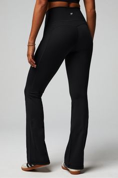 Oasis Pureluxe High-Waisted Pocket Kick Flare Fabletics black female Activewear >> Womens >> Bottoms >> Pants & Joggers >> Joggers PureLuxe regular Yoga and Studio 4-Way Stretch/External Pocket/Moisture-Wicking Female Activewear, Fabletics Leggings, High Waist Yoga Pants, Soft Pants, Kick Flares, Pants And Leggings, Flare Trousers, Active Wear For Women, Workout Pants