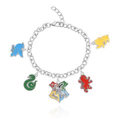 Immerse yourself in the magical world of Harry Potter with the Harry Potter House Charm Bracelet. Featuring iconic charms representing each Hogwarts house, this bracelet is a must-have accessory for every wizard and witch. Ravenclaw Eagle, Hufflepuff Badger, Harry Potter Charm Bracelet, Gryffindor Lion, Wizard And Witch, Slytherin Snake, Harry Potter Bracelet, Harry Potter Fashion, Harry Potter Accessories