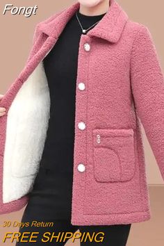 Pink Fleece-lined Outerwear For Winter, Pink Winter Outerwear With Fleece Lining, Pink Long Sleeve Outerwear With Button Closure, Pink Single Breasted Long Sleeve Outerwear, Pink Single-breasted Long Sleeve Outerwear, Pink Fleece-lined Outerwear For Fall, Pink Long Sleeve Fleece Jacket With Pockets, Pink Fleece Jacket For Fall, Pink Fleece-lined Outerwear For Spring