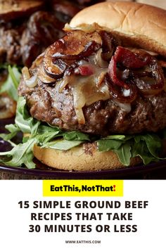 a hamburger with onions and lettuce on it is featured in the article eat this, not that