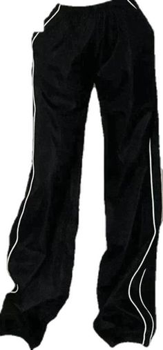 Contrast Piping Wide Leg Pants Piping Detail Black Baggy Sweatpants - AnotherChill Sporty Black Straight Leg Pants, Black Wide-leg Athleisure Pants, Sporty Black Wide Leg Pants, Sporty Black Wide Leg Pants With Pockets, Black Wide-leg Sports Pants, Sporty Black Wide Leg Pants With Elastic Waistband, Sporty Black Wide-leg Pants, Black Wide-leg Sports Bottoms, Sporty Black Wide Leg Pants For Spring