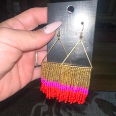 These handmade, bohemian vintage braided beaded tassel earrings are perfect for adding a unique touch to any outfit. Made from high-quality beads and durable copper ear needles for a comfortable fit. Designed in a vintage, boho style, suitable for daily wear and festival celebrations, including Mardi Gras. Every pair is handcrafted, making each one one-of-a-kind with slight variations. Trendy Adjustable Beaded Earrings With Dangling Beads, Gold Dangle Tassel Earrings For The Beach, Colorful Beads Dangle Tassel Earrings For Beach, Trendy Dangle Tassel Earrings For Festivals, Trendy Dangle Beaded Earrings For Festivals, Trendy Beaded Dangle Earrings For Festival, Trendy Tassel Dangle Earrings For Festival, Trendy Festival Dangle Beaded Earrings, Gold Beaded Fringe Earrings For Beach