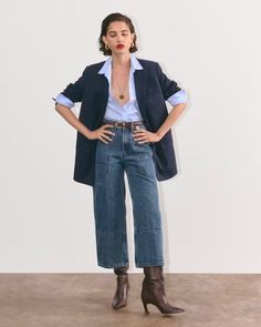 The Way-High® Gardener Cropped Jean Diamond Stone – Everlane Denim Skirt Style, Cropped Pants Outfit, Cropped Jeans Outfit, Denim Culottes, Wide Leg Jeans Outfit, Utilitarian Style, Cropped Wide Leg Jeans, Confident Style, Utility Style