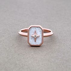 Ring Diamond Star Cremation Ring White Enamel Ring With Gemstone For Anniversary, Diamond White Star Shaped Ring Gift, Fine Jewelry Rose Gold Enamel Ring As Gift, Fine Jewelry Enamel Ring In Rose Gold For Gift, White Celestial Style Diamond Ring Gift, Fine Jewelry White Enamel Ring Gift, White Enamel Ring Fine Jewelry Gift, White Octagon Ring For Gift, White Octagon Rings For Gift