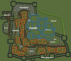 a map of castle in the middle of town