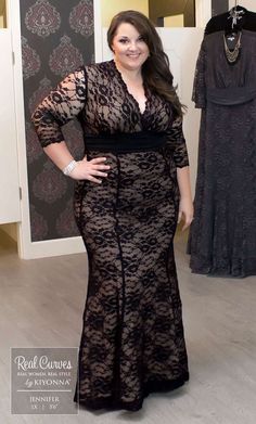 Real Curves for Screen Siren Lace Gown Plus Size Gowns Formal, Sarah Rae, Jacket Dresses Formal, Dress Curvy, Plus Size Evening Gown, Lace Evening Gowns, Plus Size Formal, Plus Size Lace, Evening Dresses Plus Size