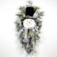 a snowman wreath hanging on the wall