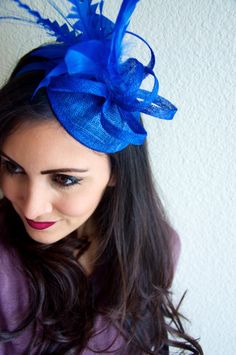 Royal Blue Mini Fascinator - Arriana Mini Royal Blue Mesh Fascintor Elegant Blue Spring Fascinator, Blue Spring Fascinator For Formal Occasions, Blue Spring Formal Fascinator, Spring Blue Formal Fascinator, Formal Blue Spring Fascinator, Blue Spring Headpieces For Events, Blue Mini Hat Headband For Spring, Blue Mini Hat For Formal Spring Events, Blue Mini Hats For Spring Formal Occasions