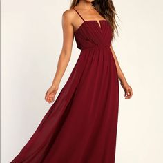 Deep Red Burgundy Maxi Dress Gown Perfect For Fall Weddings With Geometric Chest Design And Slight V Shape. Adjustable Straps Great For Any Size Chest Bought For Wedding But Went With Another Dress. New With Tags Inexpensive Bridesmaid Dresses, Bridesmaid Outfits, Burgundy Maxi Dress, Twist Front Dress, Plum Dress, Full Maxi Skirt, Purple Maxi Dress, Purple Maxi, Mother Of The Groom Dresses