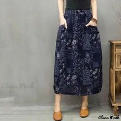 Olivia Mark - Beautiful Floral Patterned Long Flowy Skirt Skirt Patterns Sewing Free, Long Flowy Skirt, Cotton Skirts, Flowy Maxi Skirts, Skirt Patterns, Sheer Skirt, Navy Skirt, Skirt Patterns Sewing, Floor Length Skirt