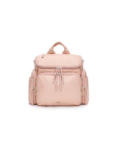 a pink backpack on a white background