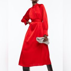 Size S Elegant Red Midi Dress For Fall, Elegant Red Maxi Dress For Fall, Red Evening Maxi Dress For Fall, Red Maxi Dress For Evening In Fall, Red Long Sleeve Midi Dress For Holiday, Red Midi Dress For Work In Fall, Chic Red Midi Dress For Work, Elegant Red Maxi Dress For Work, Red Maxi Dress For Workwear In Fall