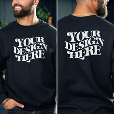 Split Image, Sweat Noir, Sweatshirt Mockup, Real Model, Best Practice, High Resolution Images, Mock Up, Male Model, Your Design