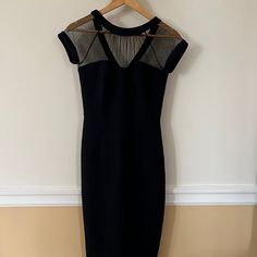 Never Worn, Maggy London Illusion Dress In Navy Blue With Unique Subtle Texture Pattern. Size 2. Maggy London Dresses, Maggy London, Illusion Dress, Subtle Textures, Size 2, Textures Patterns, Blue Black, Colorful Dresses, London