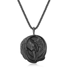 PRICES MAY VARY. This viking necklace feathers 1.3*0.4"(3.2*1.0cm) raven pendant with genuine black obsidian crystal, a wonderful viking jewelry for men Black color stainless steel box chain of this black obsidian necklace: 24"(60cm) Box Chain Every raven necklace comes with a GIFT BOX; 180 days warranty and free replacement(Feel free to contact us) This obsidian necklace for men is designed with raven pattern to bring you extra masculine and mysterious charm. Bring a mysterious touch in your ou Black Viking Engraved Jewelry, Raven Pattern, Black Obsidian Necklace, Black Obsidian Crystal, Raven Pendant, Raven Necklace, Black Obsidian Stone, Obsidian Necklace, Obsidian Crystal