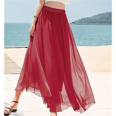 Season:Spring   Fall,Summer,Spring  Summer; Fabric:Polyester,Chiffon; Dress Length:Maxi; Gender:Women's; Style:Summer,Fashion; Occasion:Beach,Casual Daily; Fit Type:Loose Fit; Pattern:Solid Colored; Design:Layered; Pants Type:Long Skirt,Swing,Skirt; Front page:FF; Listing Date:04/13/2022; Production mode:External procurement; Length:; Waist: Cheap Maxi Skirts, Plain Skirt, Skirt Fabric, Chiffon Fashion, Layered Fashion, Elegant Skirt, Pink Dark, Rose Rouge, White Chiffon