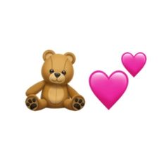 a brown teddy bear sitting next to a pink heart