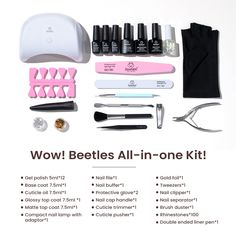 💖 Discover Your Perfect Manicure: Dive into a world of self-expression with our Beetles ALL-IN-ONE Gel Polish Starter Kit! From a 36W Nail lamp to a spectrum of gel polish shades, base and top coats, and essential tools like cuticle trimmers and nail files, this kit is your ultimate holiday nail companion!  💖 Celebrate Diversity in Beauty: Indulge in a safer, healthier, and more inclusive nail experience with our Beetles ALL-IN-ONE gel polish starter kit. Inspired by latte makeup hues, embrace Gel Nails Starter Kit, Nail Set For Beginners, Acrylic Nails Set Kit, Gel Nail Kit Aesthetic, Best Diy Gel Nail Kit, Acrylic Nails Starter Kit List, Gel Nails Supplies, Polygel Nails Starter Kit, Acrylic Nails Starter Kit