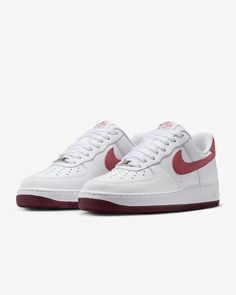 Shoes Nike Air Force, White Casual Shoes, Custom Nike Shoes, Nike Models, Team Red, Shoes Nike Air, Nike Air Force 1 07, Nike Air Force 1 Low, Nike Sneakers Women