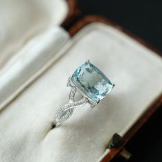 3Ct Cushion Aquamarine ring, Aquamarine solitaire ring, natural aquama - Giliarto Natural Aquamarine Ring, Twisted Vine Engagement Ring, Cushion Cut Aquamarine Ring, Aquamarine Engagement Ring White Gold, Vine Engagement Ring, Aquamarine Solitaire Ring, Ring Model, Cushion Cut Ring, Aquamarine Engagement Ring