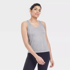 Women's Seamless Tank Top - All In Motion™ Heathered Gray Xs : Target Athleisure Seamless Fabric Tank Top For Sports, Athleisure Seamless Tank Top For Sports, Solid Stretch Tank Top For Light Sports, Sporty Seamless Tank Top For Gym, Athleisure Moisture-wicking Seamless Tank Top, Functional Seamless Sports Tank Top, Casual Seamless Tank Top For Sports, Gray Moisture-wicking Sporty Tank Top, Sporty Gray Moisture-wicking Tank Top