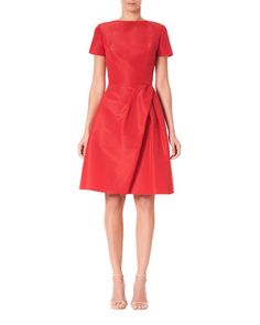 Carolina Herrera Icon Bateau Neck Short-Sleeve Dress | Neiman Marcus Dresses For Reception, Winter 2024 Fashion Trends, 2018 Outfits, Dragon Lady, Winter 2024 Fashion, Corporate Dress, Fashion Trends Fall, Bridal Store, Designer Cocktail Dress