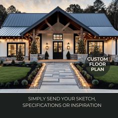 a house that has the words, custom floor plan simply send your sketch, expectations or inspiration