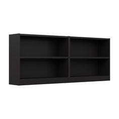 a black shelf with three shelves on each side and one section missing from the wall