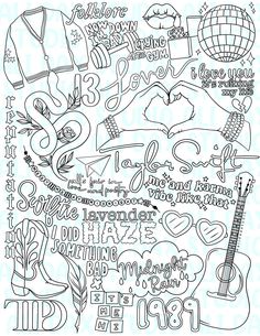 the back side of a coloring page with words and symbols