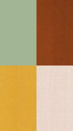 four different colors of fabric with white, brown, and green on each color scheme