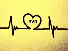 a heart and heartbeat with the words bvb written on it in black ink