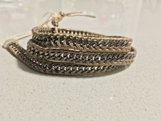 CHAN LUU CHAIN LINK LEATHER THREE WRAP BRACELET ** NWT ** $220 Trendy Handmade Wrap Bracelet For Party, Trendy Gold Wrap Bracelet, Trendy Multi-strand Wrap Bracelet Gift, Chan Luu, Chain Link, Wrap Bracelet, Ebay Store, Silver Plated, Bracelet