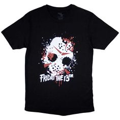 Friday the 13th Unisex T-Shirt: Jason Blood Splat Screen Printing Designs, Friday The 13th, High Quality T Shirts, Large Black, Unisex Fashion, Unisex T Shirt, Kids Tshirts, Quality Fabric, Hoodie Shirt