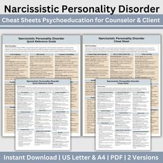 Narcissistic Personality Disorder Therapy Cheat Sheet: 2 IN 1 Psychoed – CCDigitalStudios Therapy Cheat Sheet, Intervention Strategies, Health Worksheets, Behavior Tracking, Conduct Disorder, School Counseling Resources, Oppositional Defiant Disorder, Cbt Worksheets, Note Templates