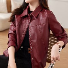 #ad Top Seller for Womens Korean Fashion Lapel Collar Button Down PU Leather Jacket Casual Outwear, Fashion womens jacket Trendy Fall Leather Jacket With Lapel Collar, Trendy Leather Jacket With Lapel Collar For Fall, Winter Leather Jacket With Long Sleeves For Work, Trendy Collared Blazer With Snap Buttons, Winter Leather Jacket With Lapel Collar And Button Closure, Single Breasted Leather Jacket With Long Sleeves, Trendy Single Breasted Collared Leather Jacket, Trendy Collared Single-breasted Leather Jacket, Trendy Single-breasted Collared Leather Jacket