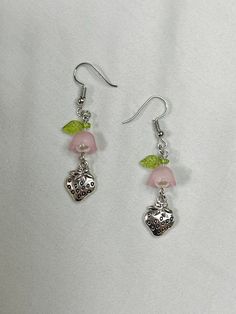 handmade with love! Cute Spring Dangle Flower Earrings, Cute Dangle Flower Earrings For Spring, Cute Spring Flower Dangle Earrings, Cute Flower Shaped Earrings With Ear Wire, Casual Dangle Jewelry For Spring, Cute Flower Charm Drop Earrings, Cute Nickel-free Flower Earrings, Cute Nickel-free Flower Shaped Earrings, Cute Adjustable Flower Charm Earrings