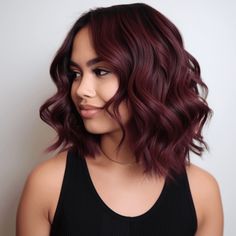 Wine Cherry Hair, Chroma Sangria Hair Color, Dark Hair Color Ideas Short, Dark Cherry Red Hair Short, Cherry Burgundy Hair, Sangria Hair Color, Short Cherry Red Hair, Dark Red Short Hair, Short Dark Red Hair