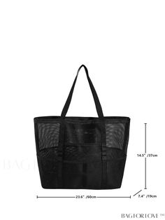 BagForLove - Womens Mesh Beach Tote: Stylish & Functional Handbag Product Description Color Black Bag Size Large Pattern Type Plain Style Vacation Type Shoulder Tote Bag Material Polyester Composition 100% Polyester Size Chart INCH CM Bag Length Bag Width Bag Height Handle Height 16.5 inch 5.9 inch 10.6 inch 8.7 inch Bag Length Bag Width Bag Height Handle Height 42 cm 15 cm 27 cm 22 cm Details Pictures Similar Products h2 { text-align: center; } /* æ¢è¡ */ li{ white-space: normal; word-break: break-all; word-wrap: break-word; } .red-box { width: 100%; display: flex; flex-direction: row; flex-wrap: wrap; justify-content: center; } .red-box > div { width: 190px; height: 250px; margin: 10px; } .red-box > div > a > img { width: 190px; height: 250px; } .size-box { width: 100%; margin: auto; w Summer Black Shoulder Bag For Beach Season, Casual Black Beach Bag, Large Capacity Black Beach Bag For Summer, Black Rectangular Summer Bag, Black Beach Bags For Vacation, Black Summer Tote Beach Bag, Black Tote Beach Bag, Summer Black Tote Beach Bag, Black Bags For Beach Vacation