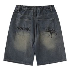 Unleash your edgy side with our Spider Denim Shorts. 🕷️🩳 These unique shorts feature a captivating spider-themed design, adding a touch of intrigue and attitude to your summer wardrobe. Crafted with high-quality denim, they offer both comfort and durability. Elevate your casual look with these trendy and bold shorts. Whether you're exploring the urban jungle or hanging out with friends, our Spider Denim Shorts will make a statement. Order now and weave a web of style and confidence in your sum Spider Cobweb, Casual Denim Shorts, Kimono Yukata, Mens Denim Shorts, Makijaż Smokey Eye, Streetwear Shorts, High Street Fashion, High Waist Fashion, Swaggy Outfits