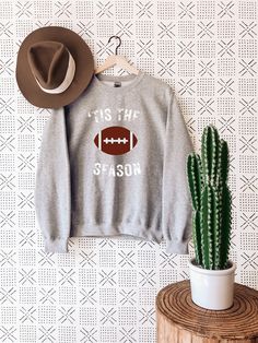 tis the season sweater athletic gray sweater football season sweater football sweater cozy fall sweater fall sweater outfit football team sweater Diy Shirt Design, High School Clothes, Fall Graphic Tee, Tshirt Sayings, Cricut Shirt Ideas, Sweaters Fall, Concrete Diy Projects, Witch Sweatshirt, Fall Graphic