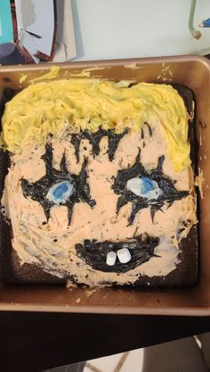 the cake is decorated with icing and has an image of jack skellinger on it