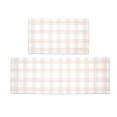 two white and beige plaid place mats