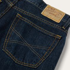 The 1520 Fit Standard Straight Leg jeans are crafted from high-quality 100% cotton denim with a dark wash. The 5-pocket style is cut with a mid rise, the leg is relaxed through the thigh, with a bootleg opening. Additional features include a button fly with Stetson branded buttons, contrast top stitching and decorative “X” seaming on the back pockets. Made to last and built to be broken in, this is quality denim you can rely on. Mid Rise Relaxed Through Thigh Bootleg Opening 5-Pocket Style Contr Contrast Top, Top Stitching, Mens Denim, A Button, Straight Leg Jeans, Leg Jeans, On Back, Mid Rise, Straight Leg